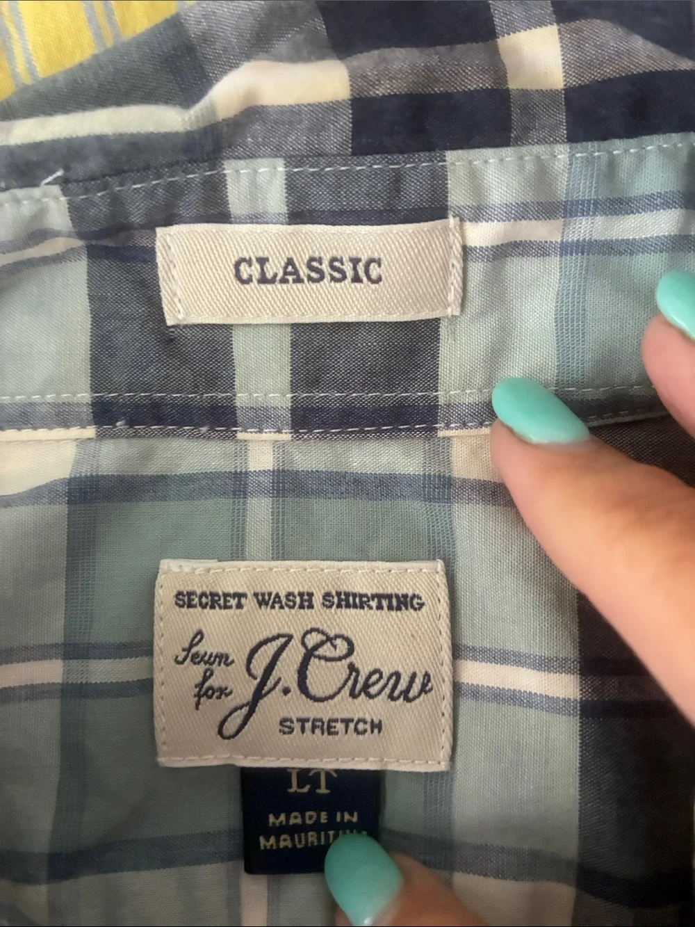J. Crew Men's Plaid Button-Down Shirt in Light Blue, Navy & White